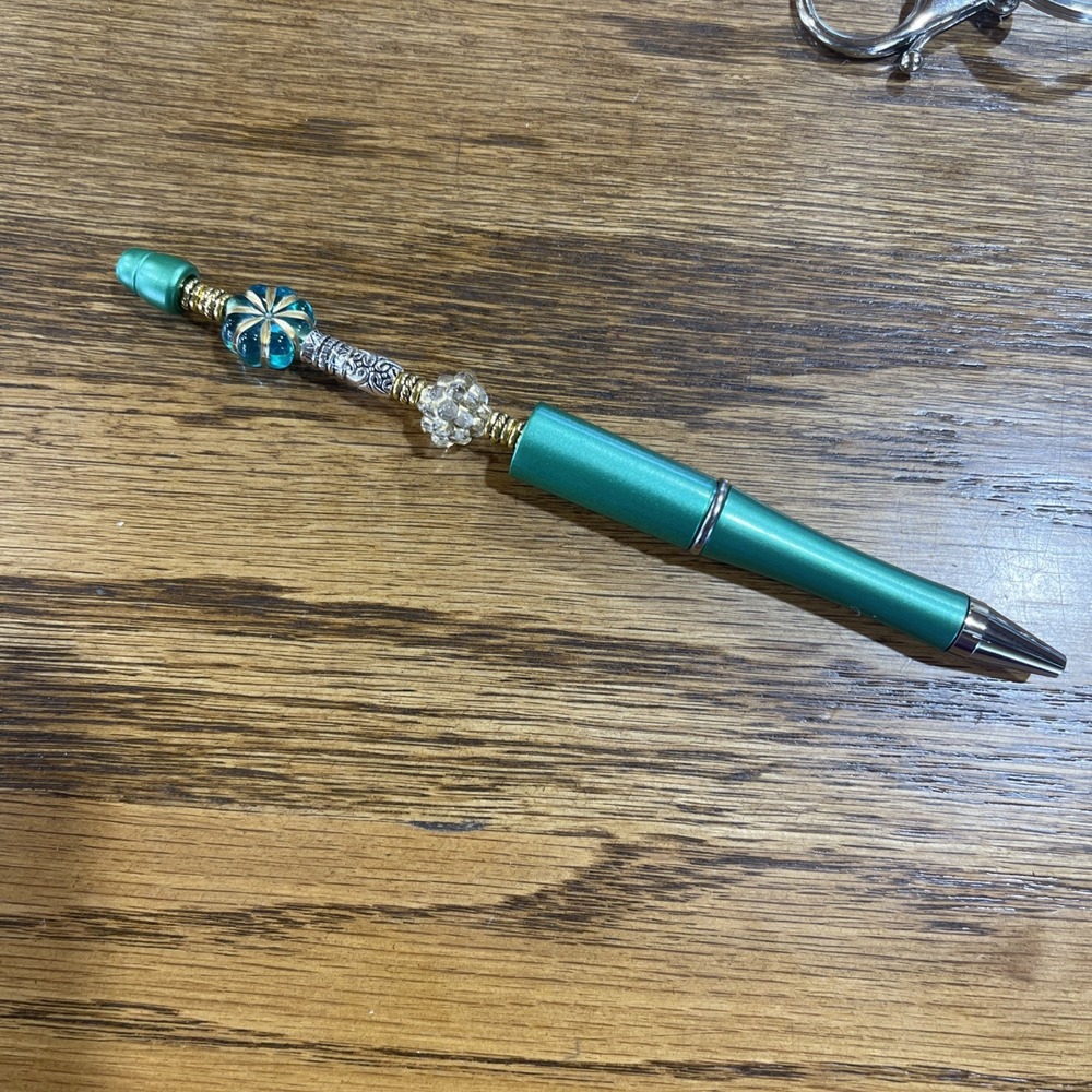 Decorated Multi Color Ink Pen + Refill & Matching Key Chain Beaded Handmade NEW - Picture 4 of 5